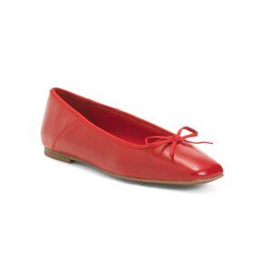 ANNE KLEIN Red Leather Aspen Ballerina Flats